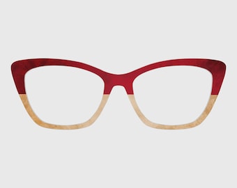 Den röda och gula abstrakta texturen delade magnetiska glasögonstopparen – kompatibel med parglasögon