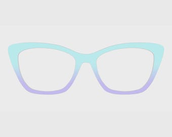 Adornos magnéticos para gafas con efecto degradado de azul claro a lavanda – Compatibles con monturas de gafas.