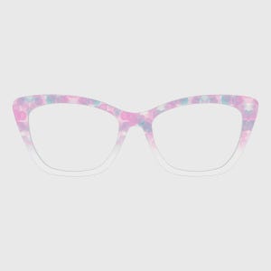 Adornos magnéticos para gafas con burbujas rosas y cian – Compatibles con monturas de gafas Pair