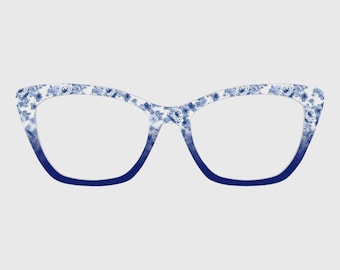 The Blue Ink Flower Magnetic Glasses Toppers – Compatible with Pair Eyewear Frames