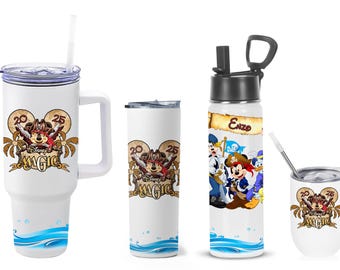 Personalized Mickey Mouse Disney Pirates Tumbler, Disney Cruise Tumbler, Pirates of the Caribbean Coffee Cup, Family Pirates Trip Gift Mug