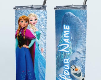 Regalos personalizados de Frozen, vaso de Frozen, vaso de Elsa y Ana, vaso de Disney, regalo para amantes de las princesas Disney, regalos de Disney