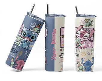 Personalized Disney Stitch Tumbler, Lilo & Stitch Ohana Tumbler, Lilo and Angel Stitch Birthday Gift, Birthday Boy, Birthday Girl Coffee Cup