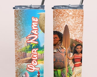 Regalos de Moana, Vaso de Moana, Vaso Disney, Regalo para amantes de las princesas Disney, Taza térmica personalizada para niños, Regalos Disney