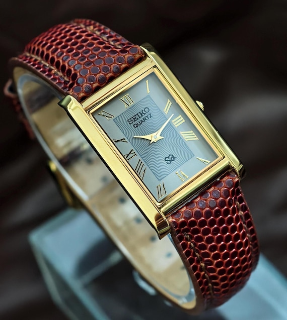 Vintage Seiko Quartz Watch: Slim Gold Tone, Gray Dial, Refurbished