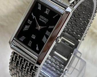 Vintage Seiko SX Rectangular Tank Style Watch With Black Dial - Etsy