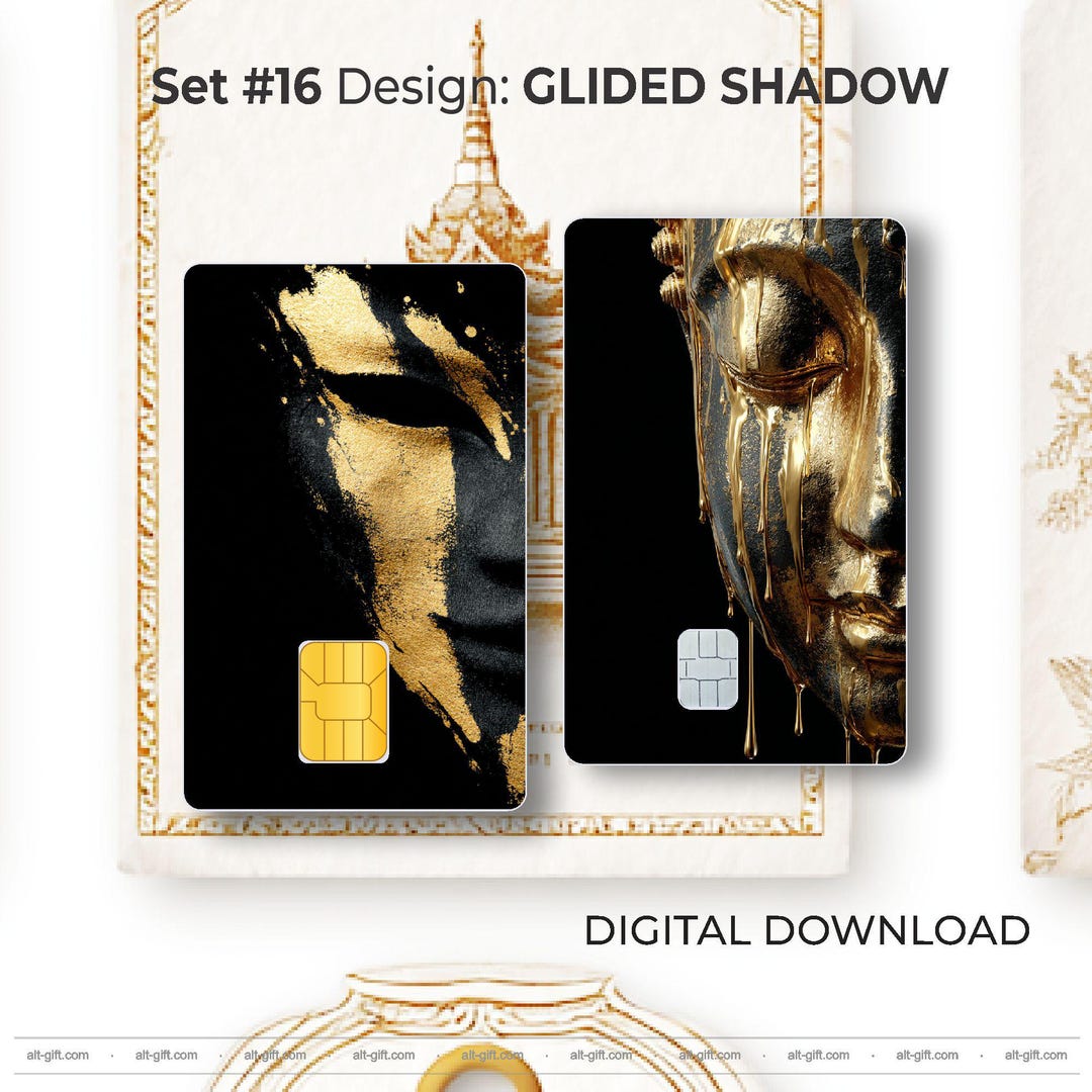 Credit Card Skin Sticker Template Printable Gilded Shadow Black Print ...