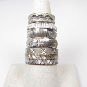 You Pick! Silver Tone Costume Ring 1980s Stackable Midi Band Rings
