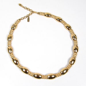 Monet Shiny & Brushed Gold Tone Choker Collar Necklace Vintage Designer 16.5 image 1