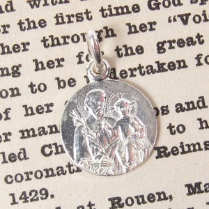 Mały Święty Józef Srebrny Medalik Religijny 1/2" Charm Francja