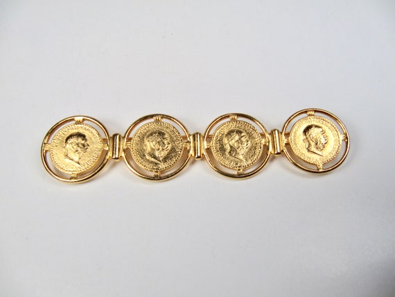 Ben-Amun Vintage Faux Gold Roman or Greek Coin Ba… - image 1