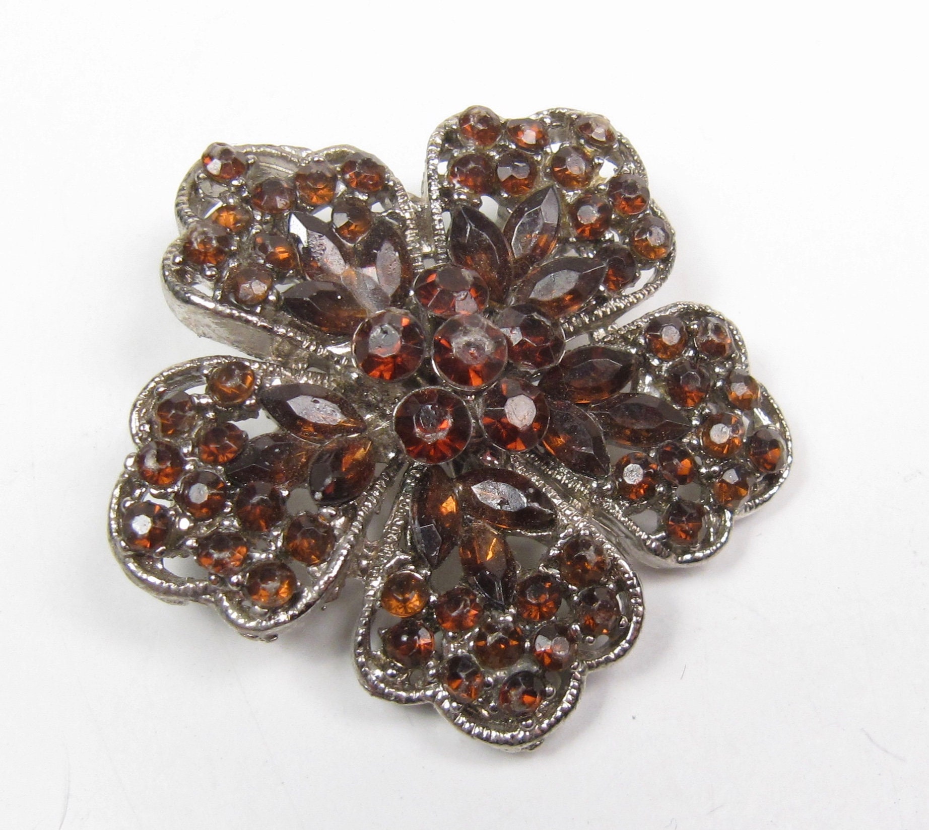 【Llife】BOTTON BROOCH Lisner Flower Rhinestone Brooch Pin Vintage – The Jewelry