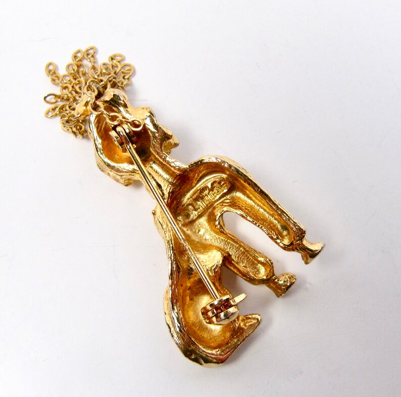 Vintage Robert Mandle Gold Tone Poodle Dog Brooch Pin Chain - Etsy
