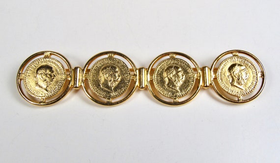 Ben-Amun Vintage Faux Gold Roman or Greek Coin Ba… - image 3