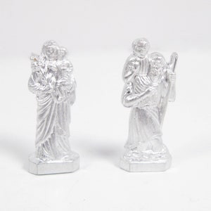 St Christopher or St Joseph Pocket Statue Vintage New Old Stock Religious Pocket Shrine Czech Aluminum