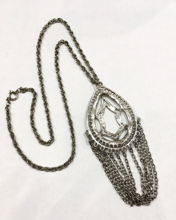 Vintage 1970s Silver Tone Long Chain Necklace Cos… - image 6