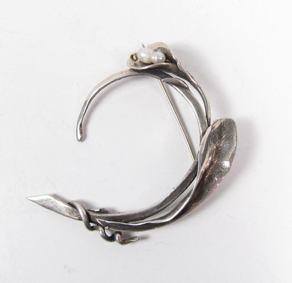 Sterling Silver Lily Freshwater Pearl C Shaped Br… - image 2