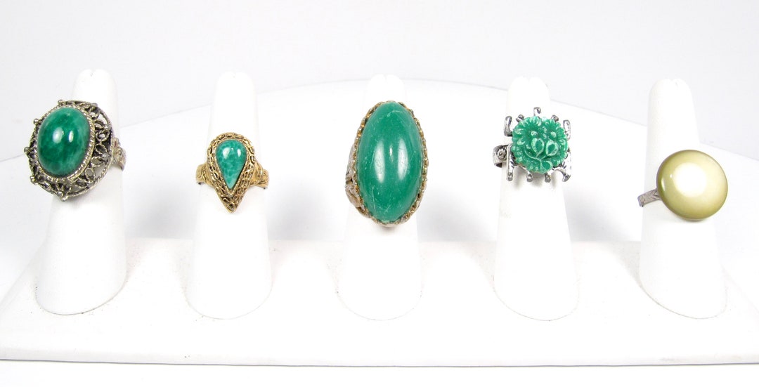 You Pick Green Costume Ring 1960s 1970s Chunky Silver or Gold - Etsy