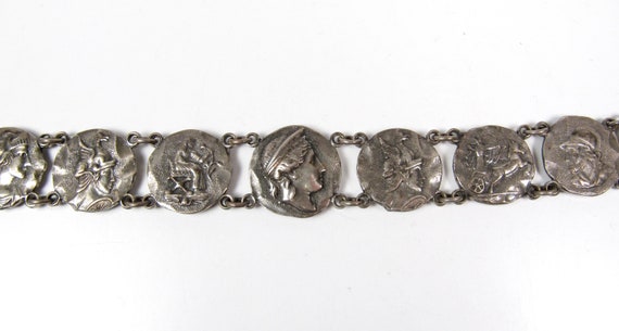 Vintage Faux Ancient Coin Warrior Medallion Silve… - image 3
