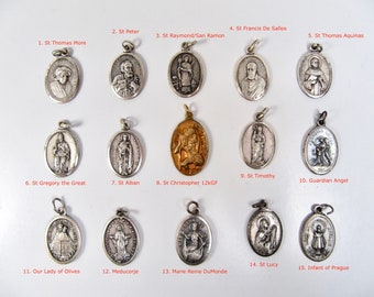 Choose Your medal! Vintage or Antique Holy Medal Saint Medals Catholic Pewter Gold Filled Oval 1 - 15