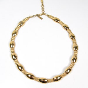 Monet Shiny & Brushed Gold Tone Choker Collar Necklace Vintage Designer 16.5 image 7