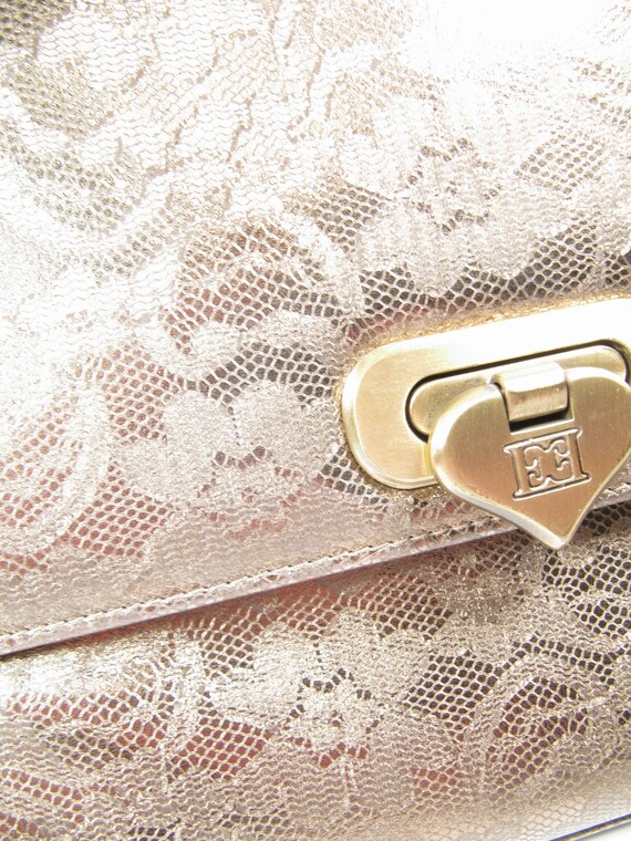 Escada Gold Python Snakeskin Lace Shoulder Crossb… - image 8