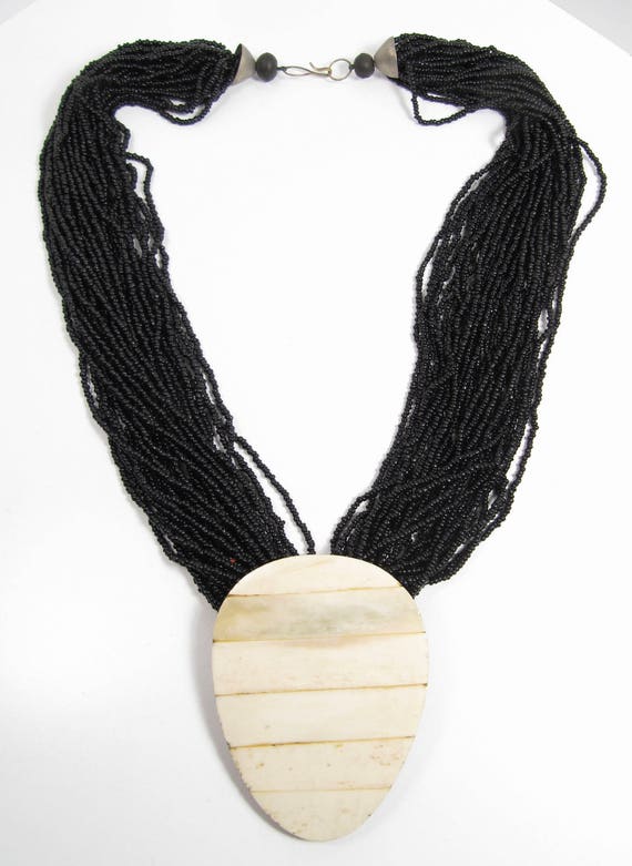 African Ethnic Tribal Boho Necklace Bone Pendant B