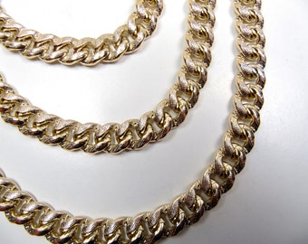 Vintage 54" Lightweight Fancy Gold Tone Curb Chain Necklace West Germany