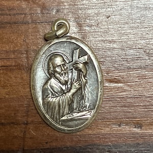 Vintage St. Andrew Oval Pewter Medal Pray For Us Italy Patron Saint Singers