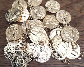 1 pieza Vintage Santa María Goretti San Gabriel Medalla Santa Placa de Oro 22K Santo Patrón de la Juventud