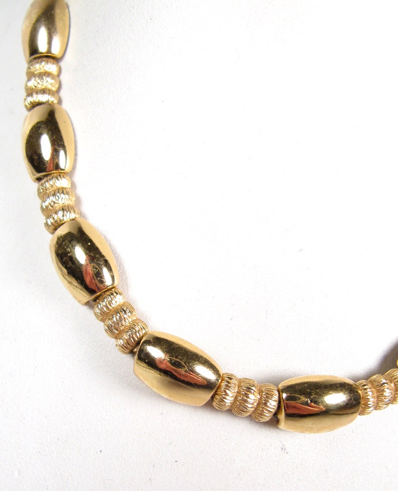 Monet Shiny & Brushed Gold Tone Choker Collar Necklace Vintage Designer 16.5 image 4