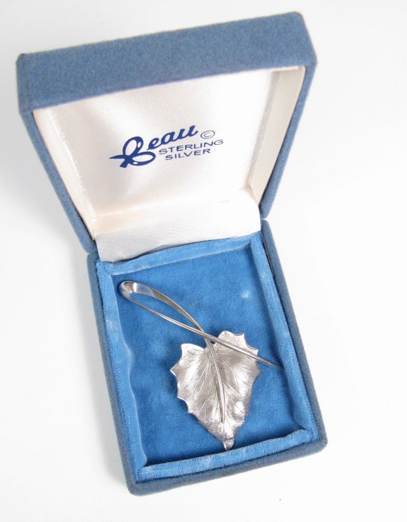 Vintage Sterling Silver Signed Beau LEAF Style Pin Brooch  display picture 2