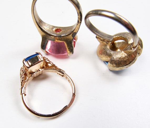 You Pick Vintage Gold Tone Glass Faceted Stone Ring Light Blue