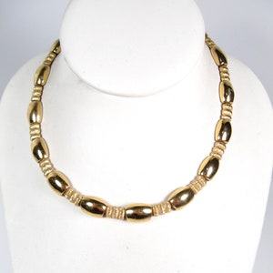 Monet Shiny & Brushed Gold Tone Choker Collar Necklace Vintage Designer 16.5 image 2