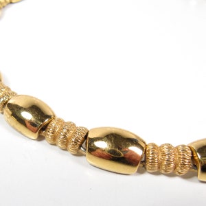 Monet Shiny & Brushed Gold Tone Choker Collar Necklace Vintage Designer 16.5 image 5