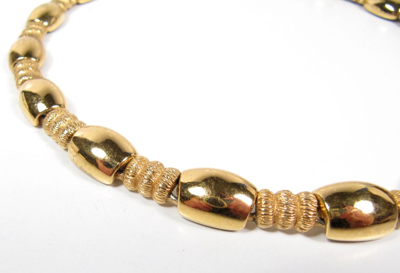 Monet Shiny & Brushed Gold Tone Choker Collar Necklace Vintage Designer 16.5 image 5