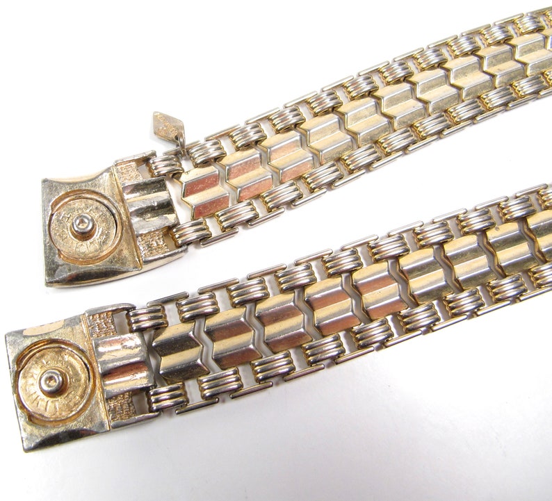 Vintage Sarah Coventry Snap Clasp Choker Necklace /& Bracelet Set Gold Tone