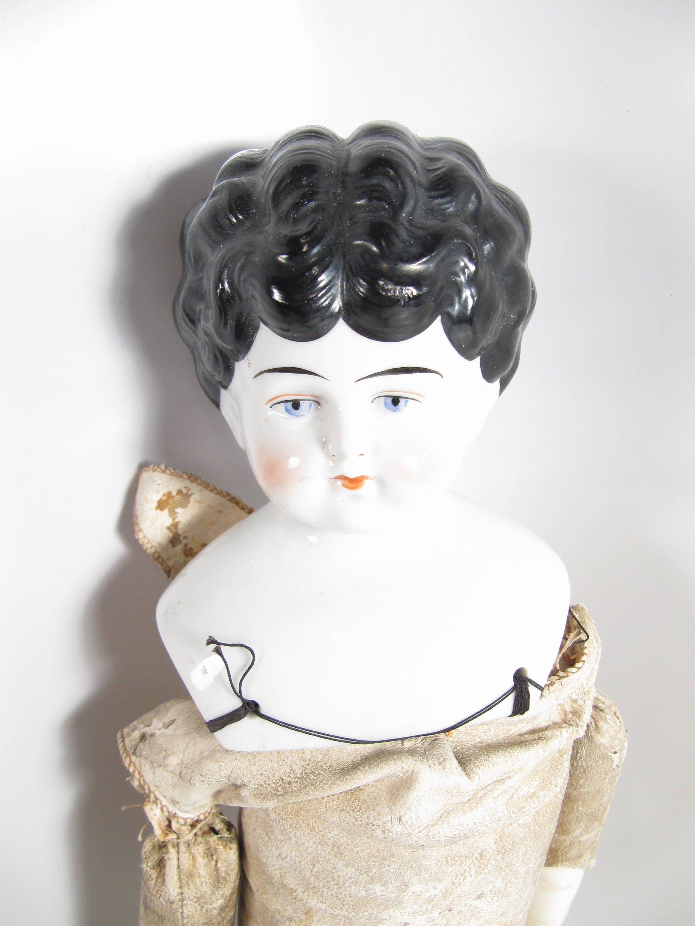 antique doll leather body porcelain head