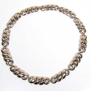 Monet Gold Tone Panel Link Choker Collar Necklace Vintage Costume Designer 15.75&quot;