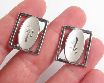 Boutons De Manchette Vintage Swank - Style Moderniste Milieu De Siècle, Finition Argent, Ronds, Pour Homme