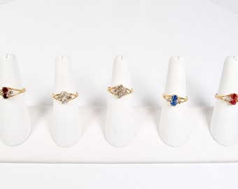 You Pick! Gold Tone Costume Rhinestone Ring 1980s Rings Adjustable Sizes