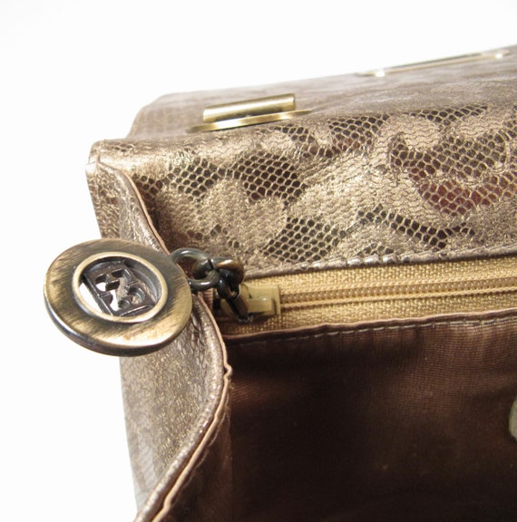 Escada Gold Python Snakeskin Lace Shoulder Crossb… - image 5