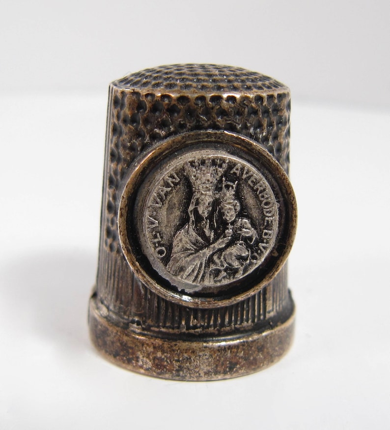 Vintage Religious Crowned Virgin Mary & Baby Jesus Pewter image 3