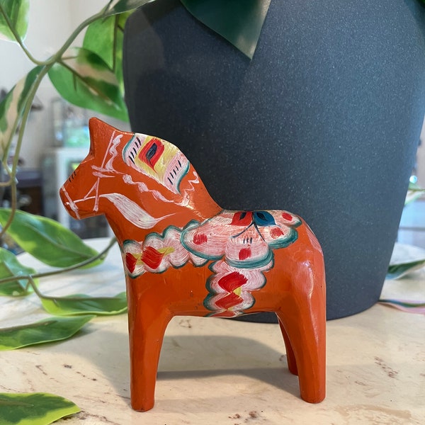 Vintage 4" Akta Dalahemslojd "Dala" Horse Tilly G.A. Olsson Swedish Folk Art