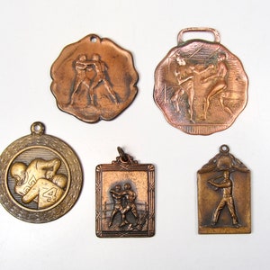Choose Your Medal, Vintage Sport Medal Copper Brass Football Baseball or Boxing 1930s