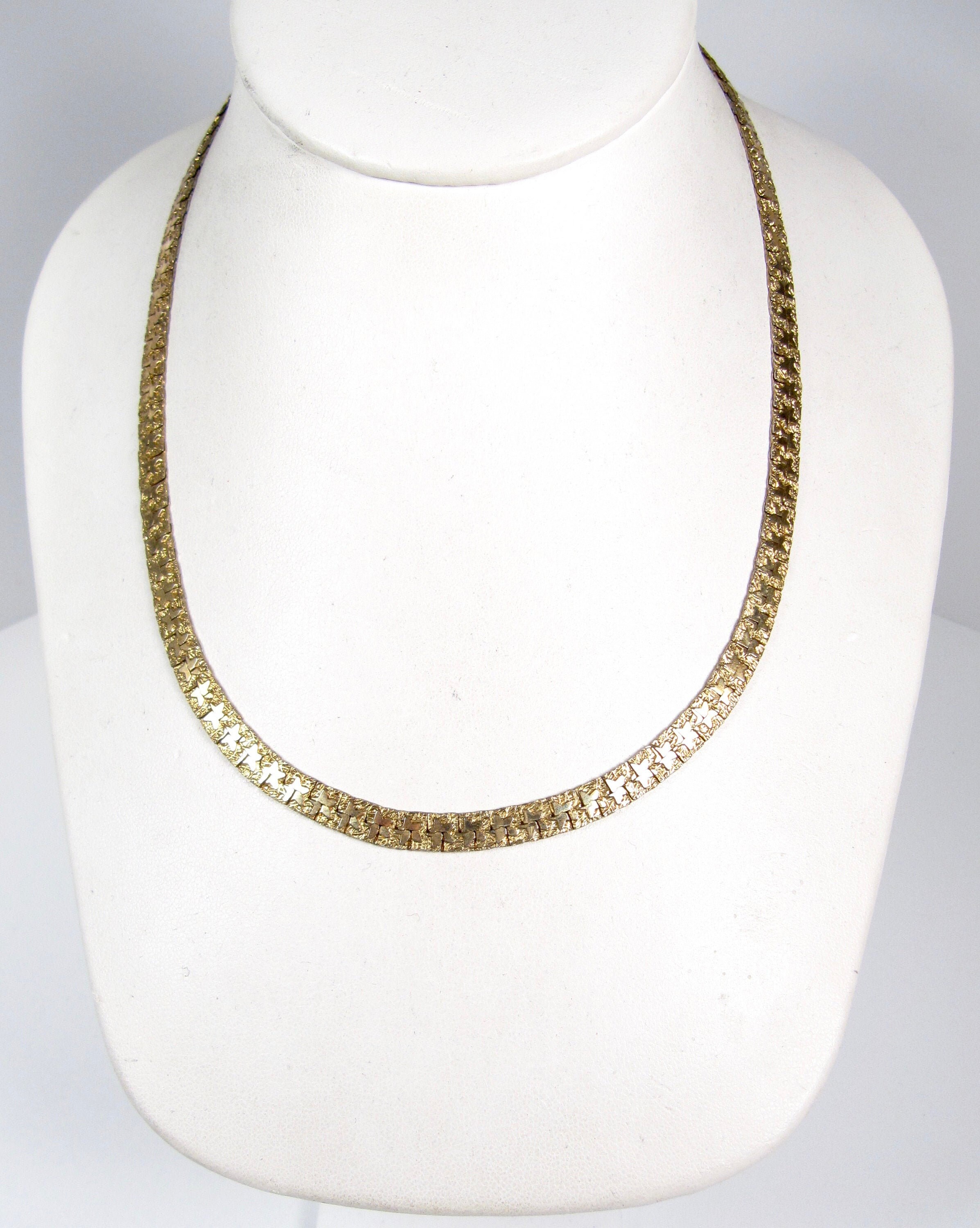 Gold Tone Star Design Necklace Vintage 