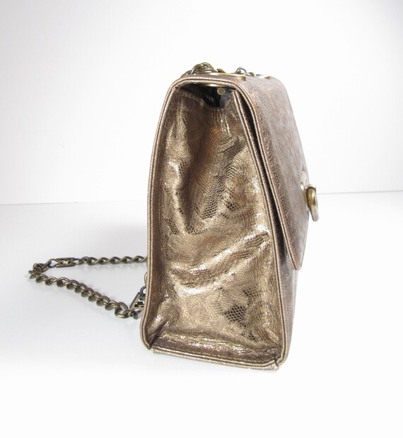 Escada Gold Python Snakeskin Lace Shoulder Crossb… - image 9