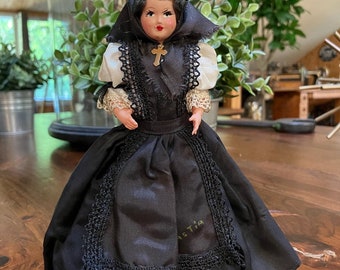 Rare Vintage Hard Plastic Nun Doll Bastia Corsica France French 7” Religious