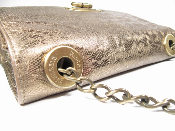 Escada Gold Python Snakeskin Lace Shoulder Crossb… - image 3