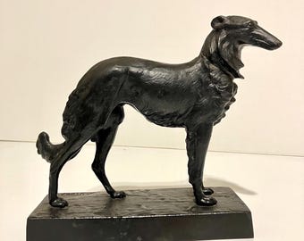 Vintage Cast Iron Kasli Sculpture Dog Greyhound Borzoi Wolfhound A Posyado 1973